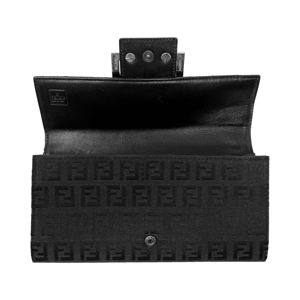Fendi Baguette Clutch‎ Black Zucca FF Wallet Logo Bag Vintage Italy 2836 - Picture 2 of 10